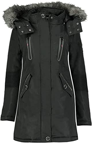 Geographical Norway CORALY Damen / Lady - Mantel / Daunenjacke Damen Parka - schicke Fleecejacke für den Winter, lange Damenjacke, Schwarz , 46 von Geographical Norway