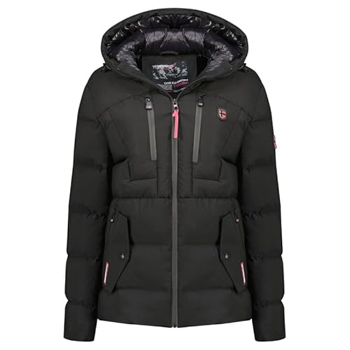 Geographical Norway Cachot Lady - Winterjacke Damen Warme Steppung Mann Herbst Winter - Warme Manteljacke leicht Kapuze - Daunenjacke Windstopper Langarm Polsterung - Frauen (Schwarz XL) von Geographical Norway
