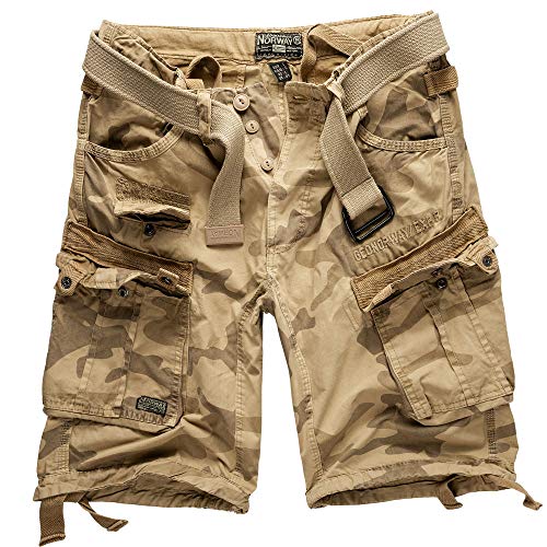 Geographical Norway Cargo Shorts Hunter mit UD Bandana Beigecamo - L - von Geographical Norway