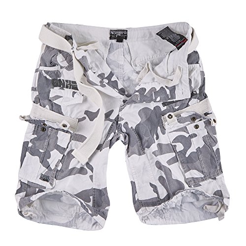 Geographical Norway Cargo Shorts Hunter mit UD Bandana White Camo - L - von Geographical Norway