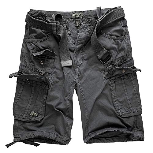 Geographical Norway Cargo Shorts Kurze Hose Bermuda mit Gürtel Short Hunter im Bundle mit UD Bandana (7XL, Antracite) von Geographical Norway