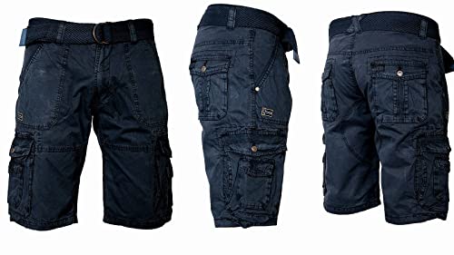 Geographical Norway Cargo Shorts Kurze Hose Knielang Short Bermuda Sommer Urlaub Freizeit FVS Production H-H, Hosengröße:S, Farbe:Navy von Geographical Norway