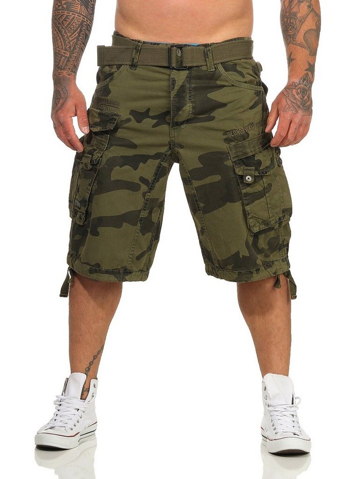 Geographical Norway Cargoshorts Herren Shorts PANORAMIQUE (mit abnehmbarem Gürtel) Shorts, kurze Hose, unifarben / camouflage von Geographical Norway