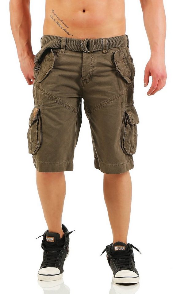 Geographical Norway Cargoshorts Geographical Norway Herren Shorts POLISH (mit abnehmbarem Gürtel) Shorts, unifarben, kurze Hose von Geographical Norway