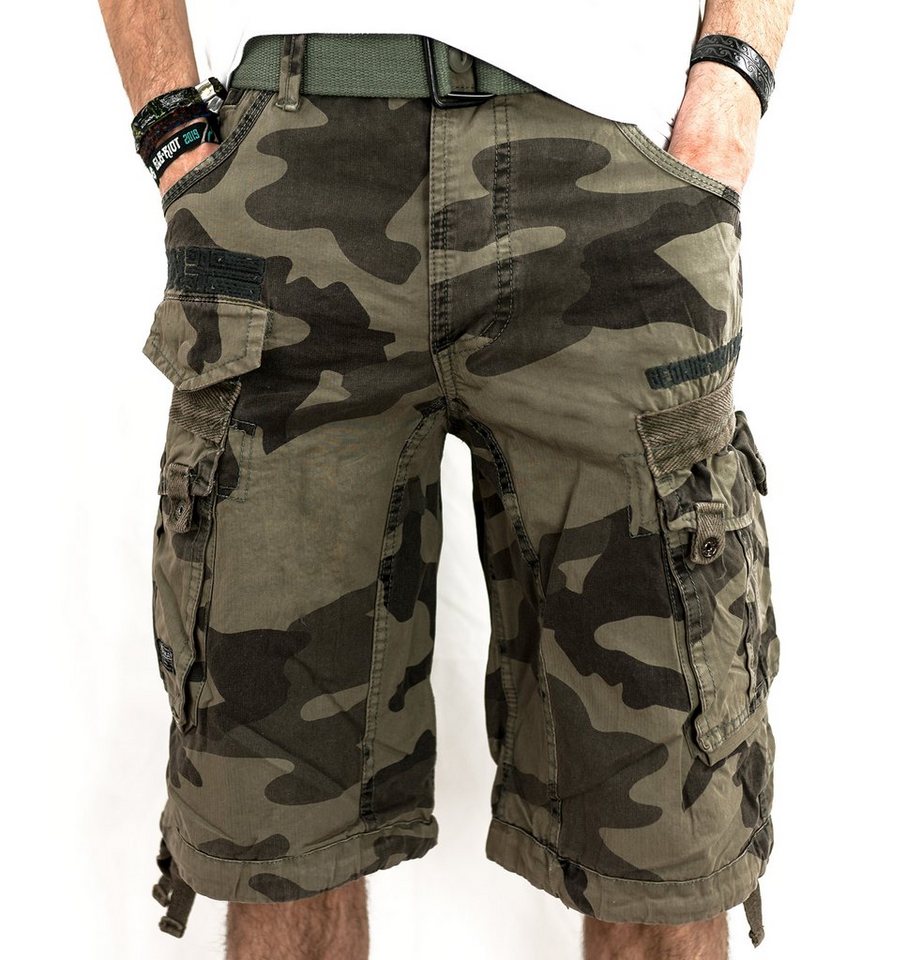 Geographical Norway Cargoshorts Herren kurze Hose Brpanoramique Camo (1-tlg) Mit Gürtel von Geographical Norway