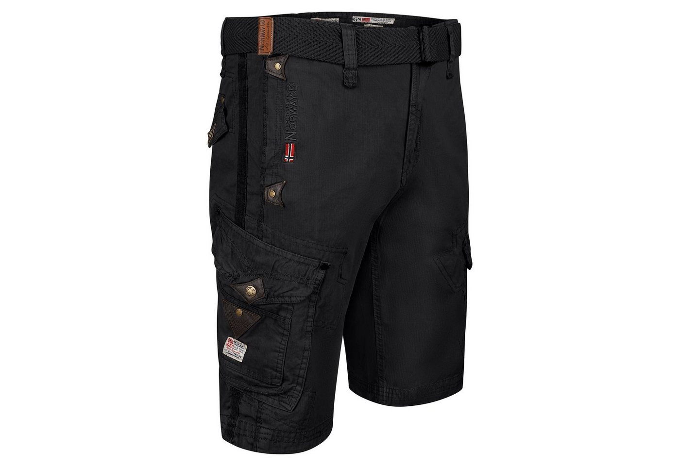 Geographical Norway Cargoshorts Herren kurze Hose Schwarz PEANUT (1-tlg) Herrenshorts mit Gürtel Größe S bis 7XL von Geographical Norway