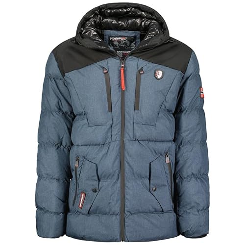 Geographical Norway Cashblend Men - Winterjacke Herren Warme Steppung Mann Herbst Winter - Warme Manteljacke leicht Kapuze - Daunenjacke Windstopper Langarm Polsterung - Männer (Marineblau XXL) von Geographical Norway