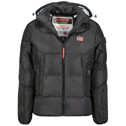 Geographical Norway Casidan Men - Winterjacke Herren Warme Steppung Mann Herbst Winter - Warme Manteljacke leicht Kapuze - Daunenjacke Windstopper Langarm Polsterung - Männer (Schwarz XL) von Geographical Norway