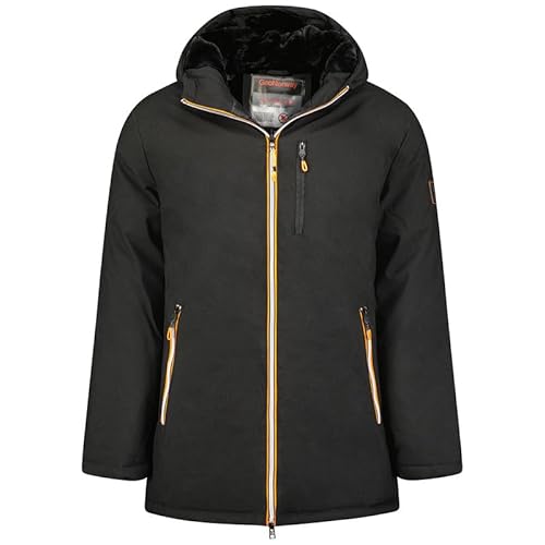 Geographical Norway Cassim Men - Winterjacke Herren Warme Steppung Mann Herbst Winter - Warme Manteljacke leicht Kapuze - Daunenjacke Windstopper Langarm Polsterung - Männer (Schwarz L) von Geographical Norway