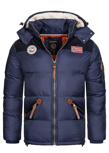 Geographical Norway Celian Men - Winterjacke Herren Warme Steppung Mann Herbst Winter - Warme Manteljacke leicht Kapuze - Daunenjacke Windstopper Langarm Polsterung - Männer (Marineblau M) von Geographical Norway