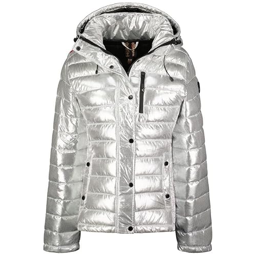 Geographical Norway Chani Lady - Winterjacke Damen Warme Steppung Mann Herbst Winter - Warme Manteljacke leicht Kapuze - Daunenjacke Windstopper Langarm Polsterung - Frauen (Silber XL) von Geographical Norway
