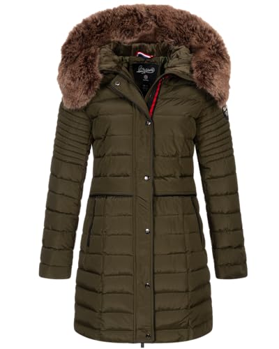 Geographical Norway Charlize Lady - Winterjacke Damen Warme Steppung Mann Herbst Winter - Warme Manteljacke leicht Kapuze - Daunenjacke Windstopper Langarm Polsterung - Frauen (Khaki L) von Geographical Norway