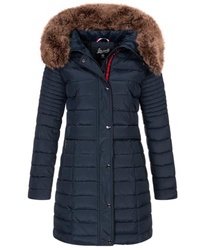 Geographical Norway Charlize Lady - Winterjacke Damen Warme Steppung Mann Herbst Winter - Warme Manteljacke leicht Kapuze - Daunenjacke Windstopper Langarm Polsterung - Frauen (Marineblau M) von Geographical Norway