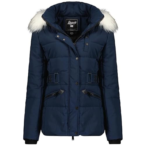 Geographical Norway Chester Lady - Winterjacke Damen Warme Steppung Mann Herbst Winter - Warme Manteljacke leicht Kapuze - Daunenjacke Windstopper Langarm Polsterung - Frauen (Marineblau M) von Geographical Norway