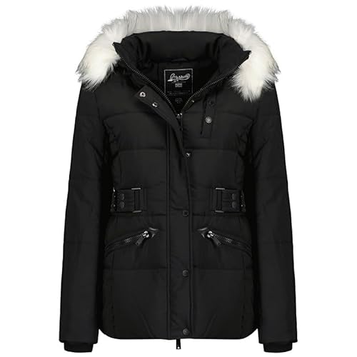 Geographical Norway Chester Lady - Winterjacke Damen Warme Steppung Mann Herbst Winter - Warme Manteljacke leicht Kapuze - Daunenjacke Windstopper Langarm Polsterung - Frauen (Schwarz L) von Geographical Norway