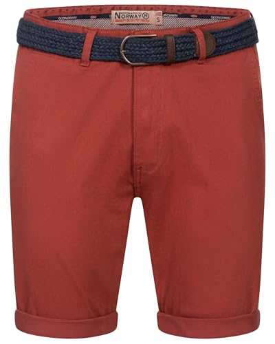 Geographical Norway Chino Shorts Kurze Hose Bermuda Knielang Stoff bequem mit Gürtel Short, Hosengröße:L, Farbe:Brique von Geographical Norway