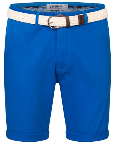 Geographical Norway Chino Shorts Kurze Hose Bermuda Knielang Stoff bequem mit Gürtel Short, Hosengröße:L, Farbe:Royal Blau von Geographical Norway