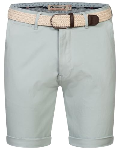 Geographical Norway Chino Shorts Kurze Hose Bermuda Knielang Stoff bequem mit Gürtel Short, Hosengröße:S, Farbe:Sky Blue von Geographical Norway