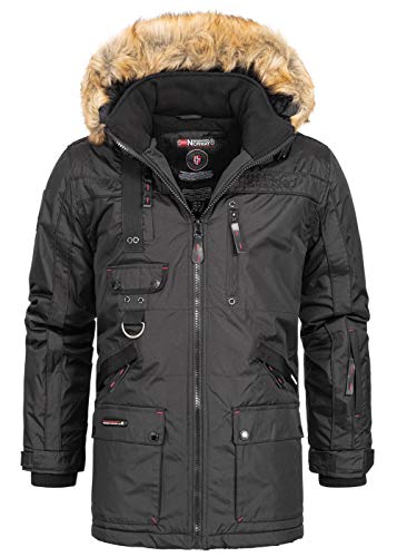 Geographical Norway Herren Winterparka Jacke Chirac abnehmbare Fellkapuze (Schwarz, M) von Geographical Norway