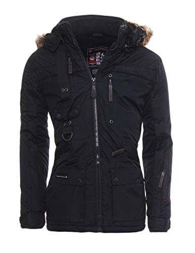 Geographical Norway Chirac Men - Herren Warm Wasserdicht Parka - Mantel Dicke Kapuze Pelz Outdoor - Warme Winddichte Jacke Winter Outdoor Futter - Jacke Herren (Marineblau S) von Geographical Norway