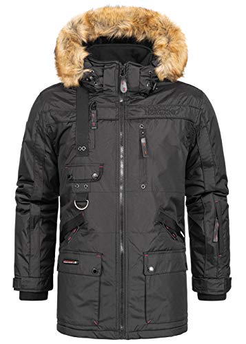 Geographical Norway Chirac Men - Herren Warm Wasserdicht Parka - Mantel Dicke Kapuze Pelz Outdoor - Warme Winddichte Jacke Winter Outdoor Futter - Jacke Herren (Schwarz L) von Geographical Norway