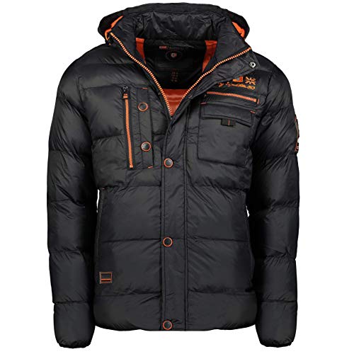 Geographical Norway Citernier Men - Herren Warme Jacke Gewebe - Dicken Mantel Kapuze Outdoor Pelzmantel - Winterjacke Jacken Outdoor Perfekt Ourdoorjacke (Schwarz 3XL) von Geographical Norway