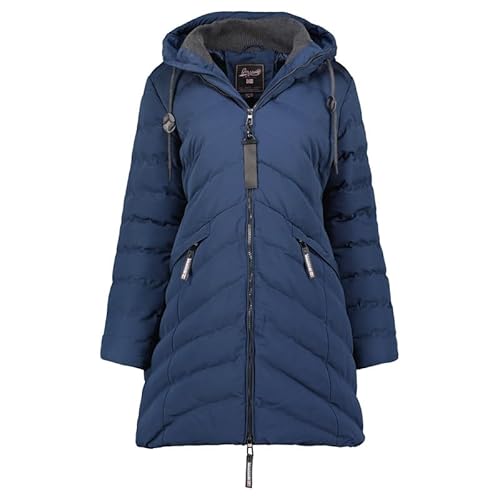 Geographical Norway Clarisal Lady - Winterjacke Damen Warme Steppung Mann Herbst Winter - Warme Manteljacke leicht Kapuze - Daunenjacke Windstopper Langarm Polsterung - Frauen (Marineblau XL) von Geographical Norway