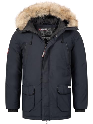 Geographical Norway Claude Men - Winterjacke Herren Warme Steppung Mann Herbst Winter - Warme Manteljacke leicht Kapuze - Daunenjacke Windstopper Langarm Polsterung - Männer (Marineblau XL) von Geographical Norway