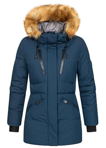 Geographical Norway Crown Lady - Winterjacke Damen Warme Steppung Mann Herbst Winter - Warme Manteljacke leicht Kapuze - Daunenjacke Windstopper Langarm Polsterung - Frauen (Marineblau M) von Geographical Norway