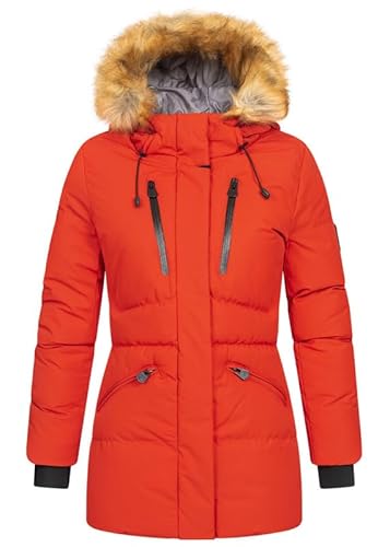 Geographical Norway Crown Lady - Winterjacke Damen Warme Steppung Mann Herbst Winter - Warme Manteljacke leicht Kapuze - Daunenjacke Windstopper Langarm Polsterung - Frauen (Rot XL) von Geographical Norway