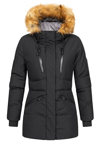 Geographical Norway Crown Lady - Winterjacke Damen Warme Steppung Mann Herbst Winter - Warme Manteljacke leicht Kapuze - Daunenjacke Windstopper Langarm Polsterung - Frauen (Schwarz L) von Geographical Norway
