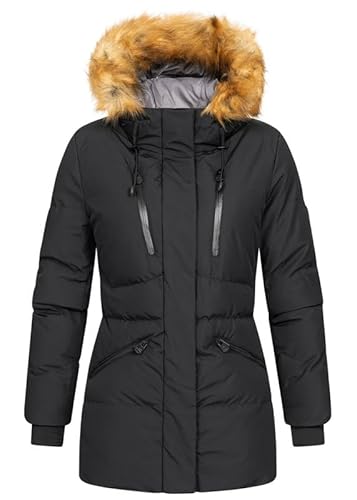 Geographical Norway Crown Lady - Winterjacke Damen Warme Steppung Mann Herbst Winter - Warme Manteljacke leicht Kapuze - Daunenjacke Windstopper Langarm Polsterung - Frauen (Schwarz M) von Geographical Norway