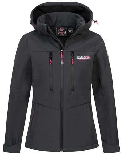 Geographical Norway Damen Frühlings Jacke Softshell Jacke Outdoor Regen Übergangs Jacke, Farbe:Dunkelgrau, Größe:L 40 von Geographical Norway