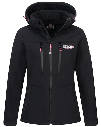 Geographical Norway Damen Frühlings Jacke Softshell Jacke Outdoor Regen Übergangs Jacke, Farbe:Schwarz, Größe:M 38 von Geographical Norway