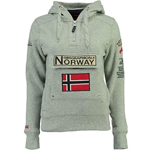 Geographical Norway Damen Gymclass Hoodie Chest Pocket Sweater Kapuze WR635F/GN Größe M Farbe Blended Grey von Geographical Norway