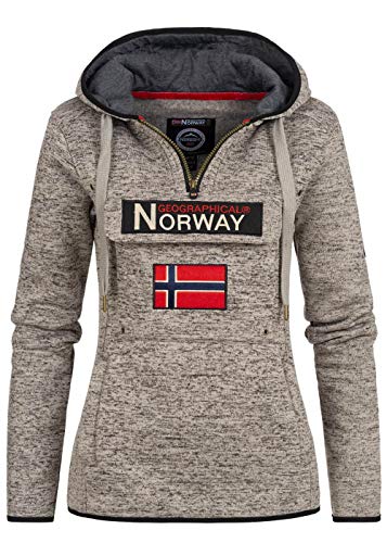 Geographical Norway UPCLASSICA Lady - Damen Sweatshirt Hoody Taschen Fleece - Damen Sweatshirt Langarm-Pullover Winter - Hoodie Jacke Tops Sport Kapuzen Hoodies (GRAU GEMISCHT XL) von Geographical Norway