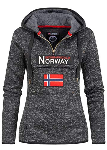 Geographical Norway Upclassica Lady - Damen Sweatjacke Kapuze Fleece Taschen Känguru - Sweatjacke Damen Ärmel Pullover Casual Long Sleeve Warm - Hoodie Jacke Tops Sport (Schwarz XL-Größe 4) von Geographical Norway