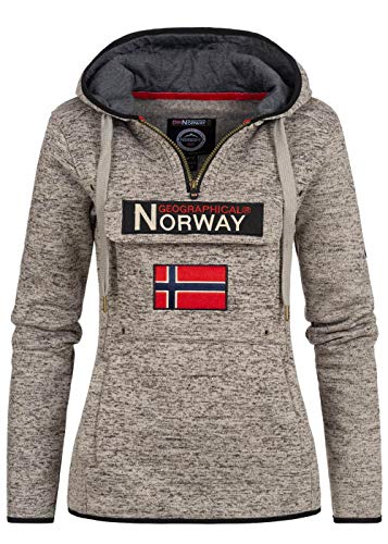 Geographical Norway Upclassica Lady - Damen Sweatjacke Kapuze Fleece Taschen Känguru - Sweatjacke Damen Ärmel Pullover Casual Long Sleeve Warm - Hoodie Jacke Tops Sport (Hellgrau L-Größe 3) von Geographical Norway