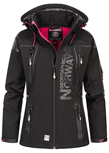 Geographical Norway Damen Herbst Winter Jacke Softshelljacke Windbreaker Übergang Regen Jacke, Farbe:Schwarz, Größe:XL 42 von Geographical Norway