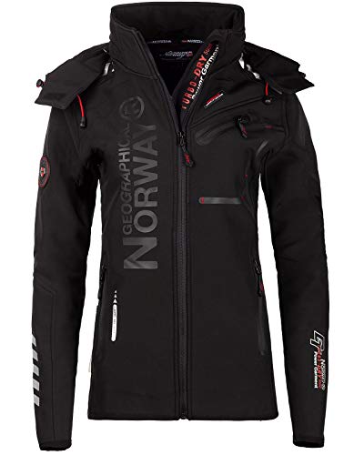 Geographical Norway Damen Softshell Freizeit Jacke Black/Black XL von Geographical Norway