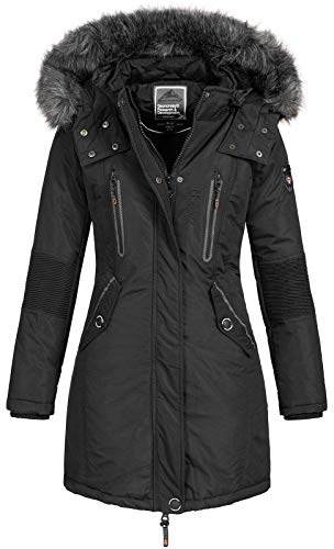 Geographical Norway Damen Jacke Winterparka Coracle/Coraly XL-Fellkapuze Black L von Geographical Norway