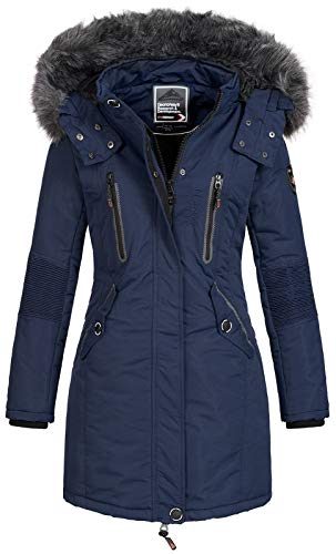 Geographical Norway Damen Jacke Winterparka Coracle/Coraly XL-Fellkapuze Navy L von Geographical Norway
