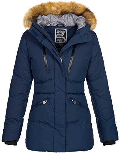 Geographical Norway Damen Jacke Winterparka Crown Fellkapuze Navy M von Geographical Norway