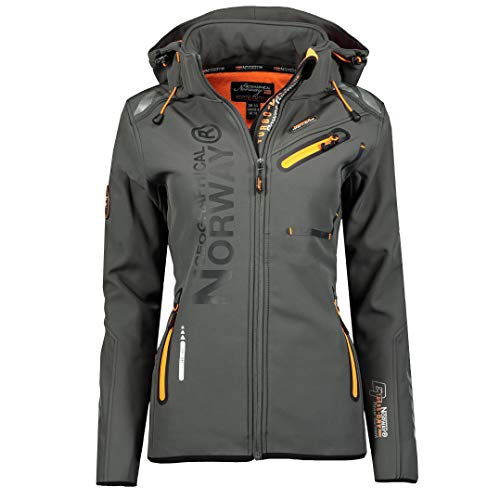 Geographical Norway Damen Softshell Funktions Outdoor Regen Jacke Sport (XXL, Grau/Orange) von Geographical Norway