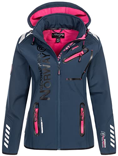 Geographical Norway Damen Softshelljacke Übergangsjacke Frühlings Regen Jacke Outdoor, Farbe:Navy-Pink, Größe:M 38 von Geographical Norway