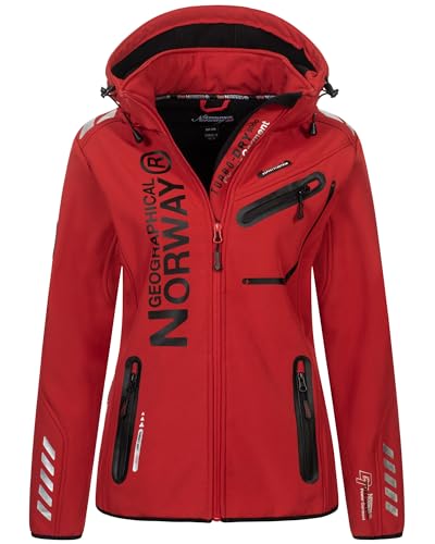 Geographical Norway Damen Softshelljacke Übergangsjacke Frühlings Regen Jacke Outdoor, Farbe:Rot-schwarz, Größe:L 40 von Geographical Norway