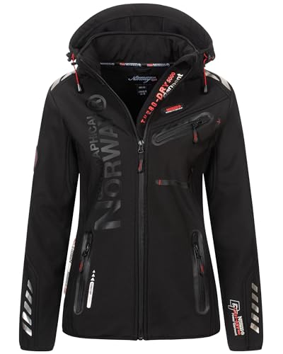 Geographical Norway Damen Softshelljacke Übergangsjacke Frühlings Regen Jacke Outdoor, Farbe:Schwarz-Schwarz, Größe:XXL 44 von Geographical Norway