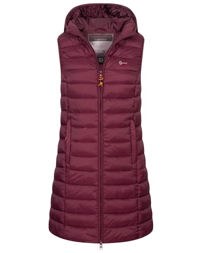 Geographical Norway Damen Stepp weste Kapuze Übergangs Herbst Winter Windbreaker Lang, Farbe:Aubergine, Größe:M (38) von Geographical Norway