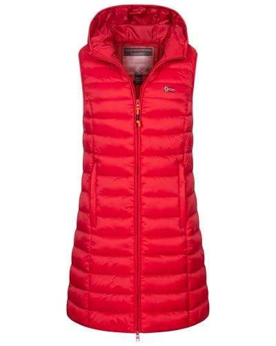 Geographical Norway Damen Stepp weste Kapuze Übergangs Herbst Winter Windbreaker Lang, Farbe:Rot, Größe:S (36) von Geographical Norway