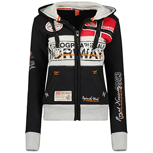 Geographical Norway Damen Sweatjacke mit Kapuze Black L von Geographical Norway